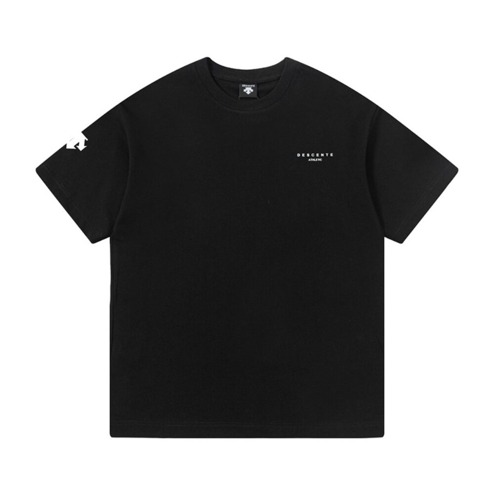 Black Simple Style Letter Print T-Shirt Descente